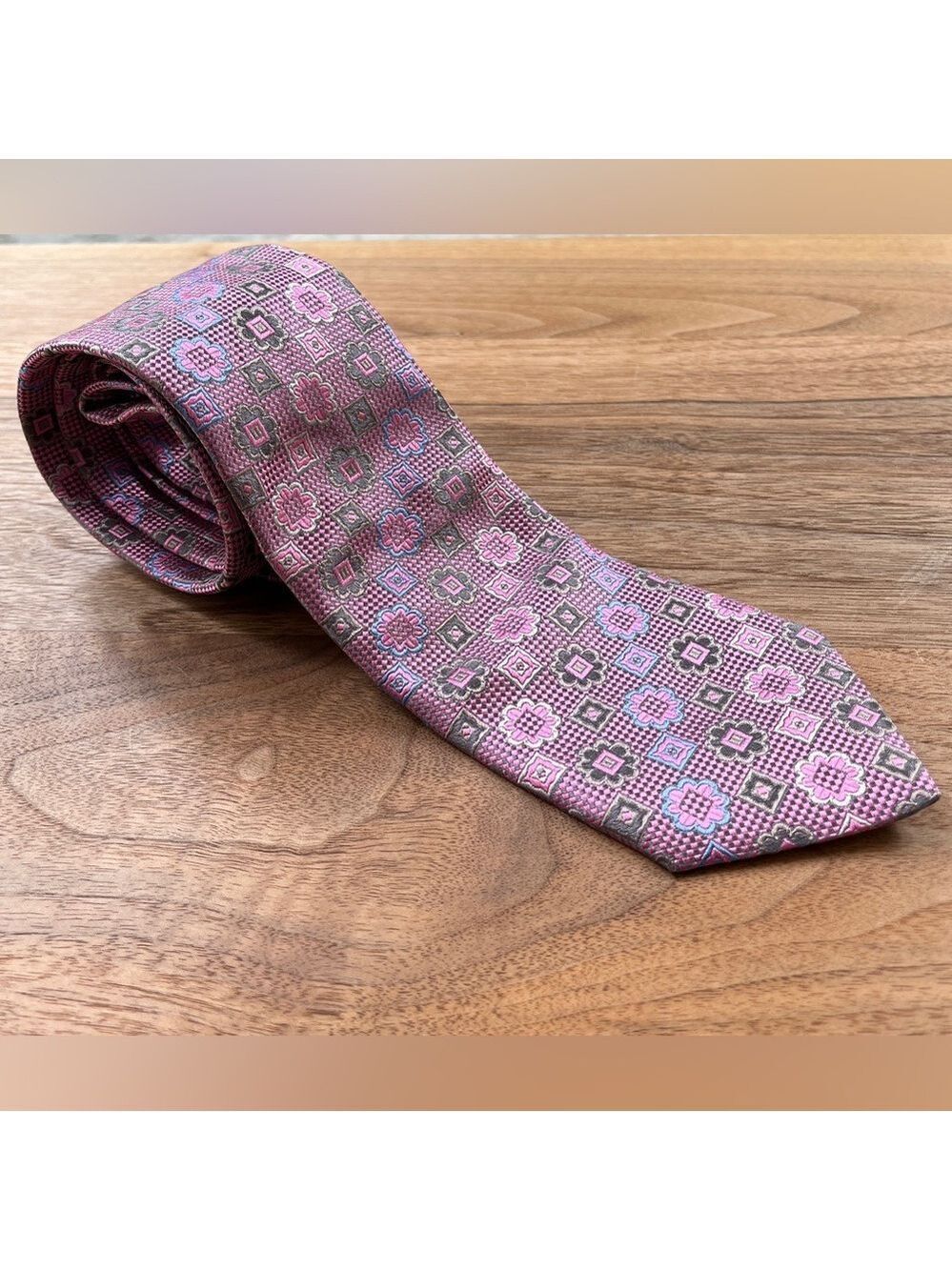 ZANETTI 100% Silk Neck Tie Pink Woven Floral Made Italy Business Event Classic